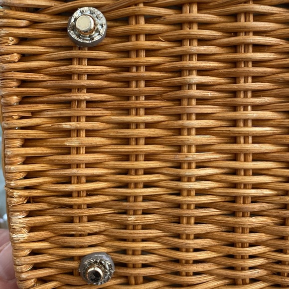 KATE SPADE ♠️ Wicker Basket Handbag Quinn WKRU1096 Edgartown Natural White Gold - Picture 13 of 16
